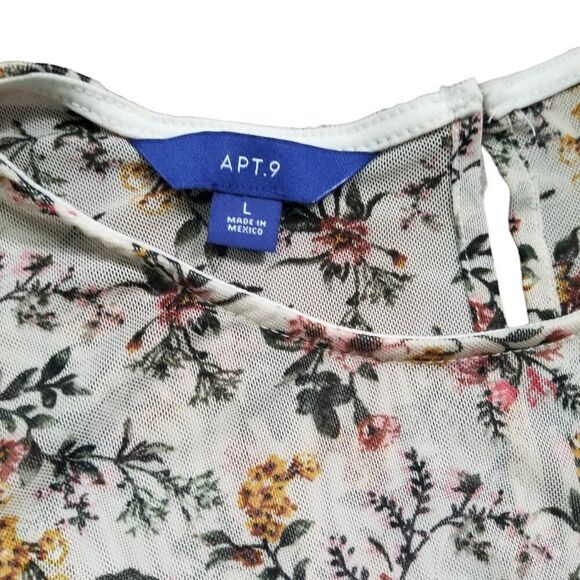 APT.9 Flowery Sleeveless Pullover Top - Size Large - Picture 4 of 11